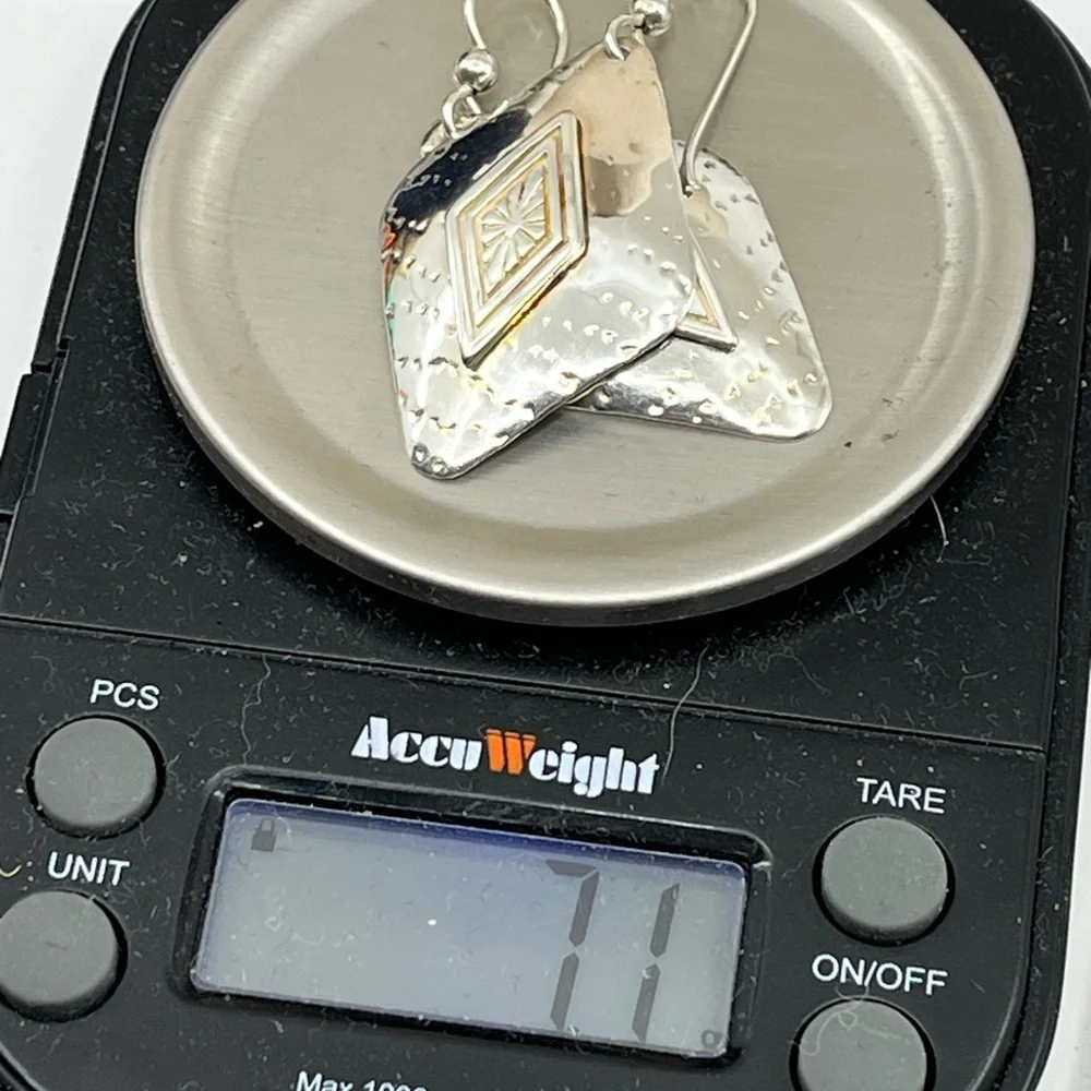 Handmade Vintage Sterling Silver Earrings | 90s Artisan Design - Picture 16 of 16